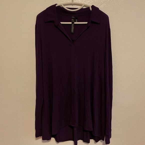 EllumiNation by Nikki H Parker Purple Long Sleeve Blouse Size Large - Picture 2 of 6